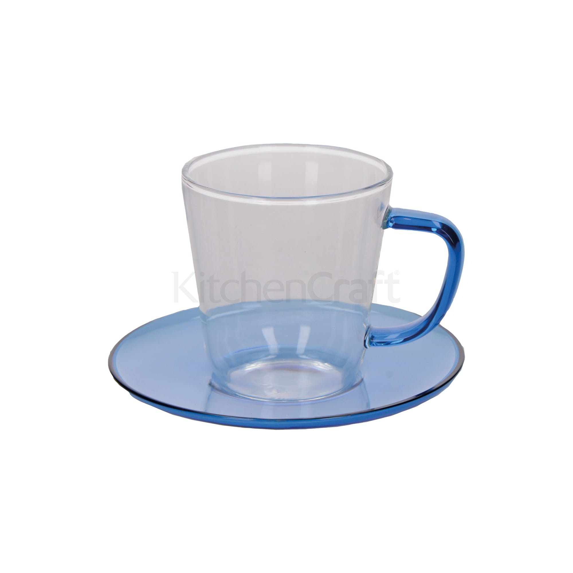 La Cafetiere Blue Glass Cup Saucer