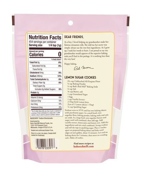 Back of a lemon sugar cookie mix package with nutritional information and recipe details.