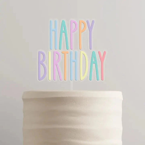 Adorei | Happy Birthday Crystal Acrylic + Pastel Acrylic Cake Topper