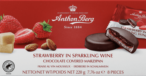 ANTHON BERG | Strawberry in Sparkling Wine Marzipan Chocolates