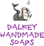 A logo-style graphic with a mermaid illustration above the text 'DALKEY HANDMADE SOAPS' in purple handwritten font on a white background.