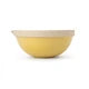 A yellow ceramic bowl photographed on a plain white background.