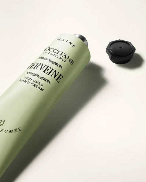 L'Occitane Lavande Blanche hand cream on a light background