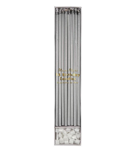 Meri Meri | 16 Tall Silver Metallic Candles