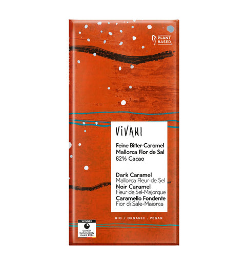Vivani | 62% Cacao Dark Caramel Mallorca Fleur de Sel Chocolate Bar