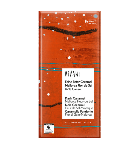 Vivani | 62% Cacao Dark Caramel Mallorca Fleur de Sel Chocolate Bar