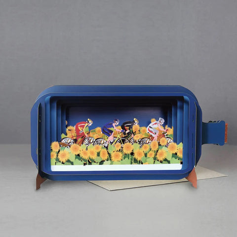 All Joy Design  - Pop up 3D Message In A Bottle - Sunflowers & Cycling