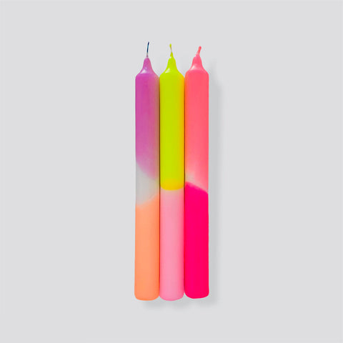 Dip Dye Neon Candles - Summer Breeze