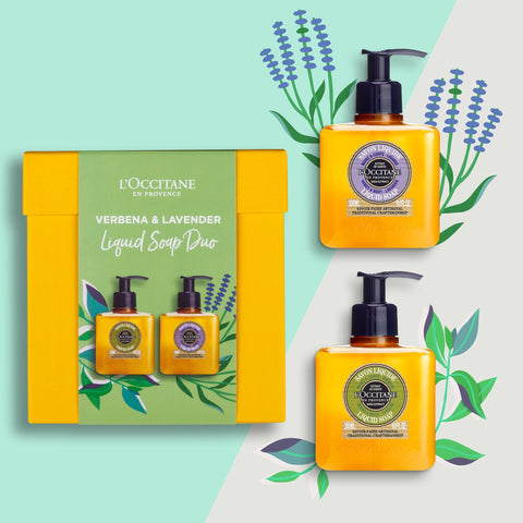 L’Occitane verbena and lavender liquid soap duo