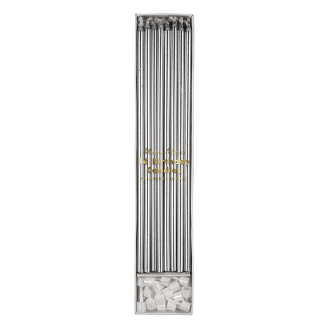 Meri Meri | 16 Tall Silver Metallic Candles